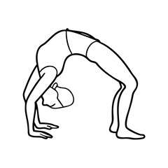 wheel pose chakrasana icon, wheel pose chakrasana line art - simple line art of wheel pose chakrasana, perfect for wheel pose chakrasana logos and icons