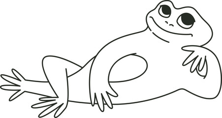 Funny frog posing. Anthropomorphic animal in doodle style.