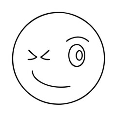 winking face icon, winking face line art - simple line art of winking face, perfect for winking face logos and icons