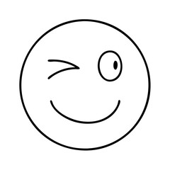 Fototapeta premium winking face icon, winking face line art - simple line art of winking face, perfect for winking face logos and icons