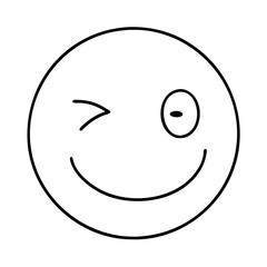 winking face icon, winking face line art - simple line art of winking face, perfect for winking face logos and icons