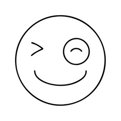 winking face icon, winking face line art - simple line art of winking face, perfect for winking face logos and icons