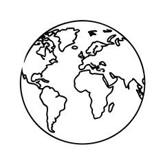 world map icon, world map line art - simple line art of world map, perfect for world map logos and icons