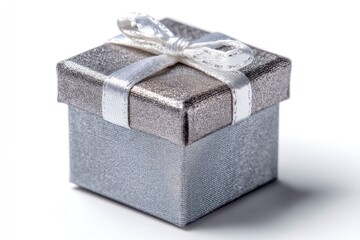 Silver Gift Box with Ribbon