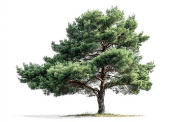 Obraz premium Green Pine Tree on White Background