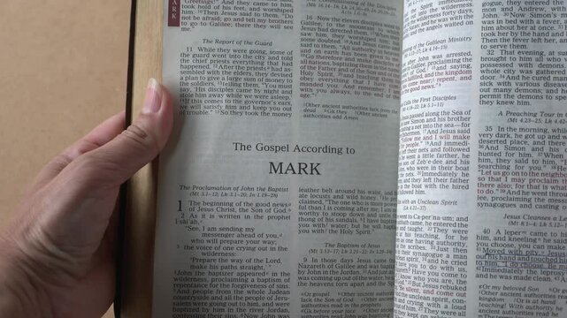 The book of Mark in the New Testament of the Holy Bible.
