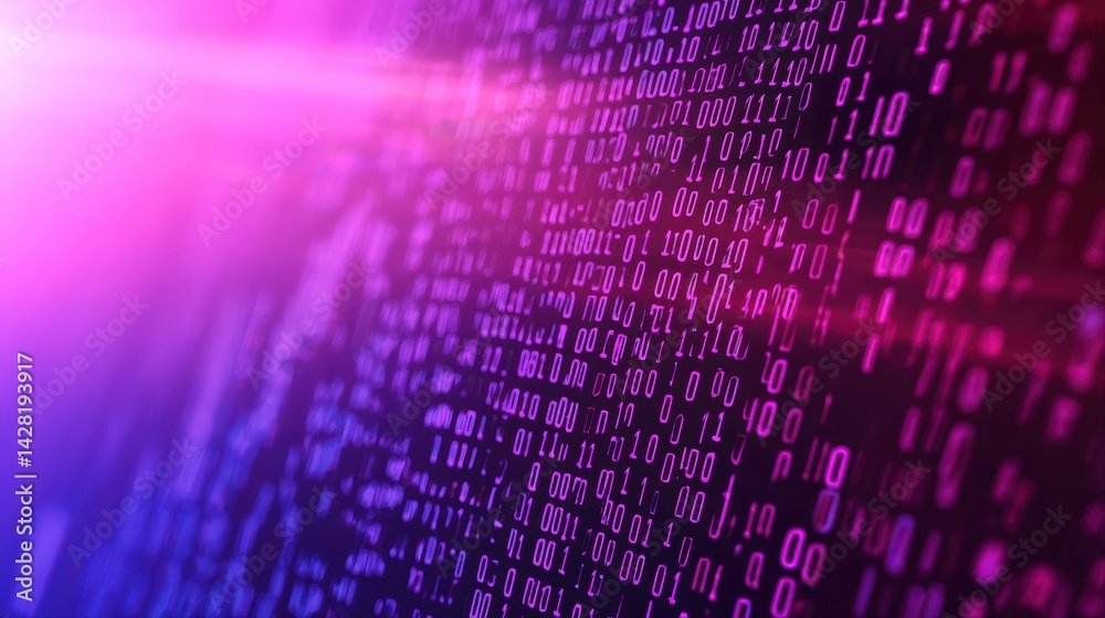 Poster abstract digital background with binary code in vibrant colors