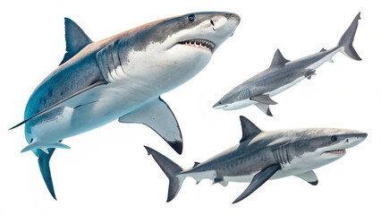 Fototapeta premium Shark Profile Isolated on White 