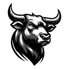 Bull head vector and illustration isolated on white background.