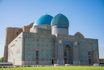 There is Khodzha Akhmet Yasaui mausoleum on the photo.