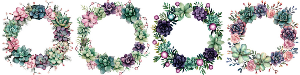 Beautiful floral wreaths made of lush succulents and flowers
