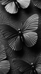 black butterflies on white background