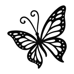 Butterfly Monarch Silhouette with Elegant Outline Clipart Design in Transparent PNG