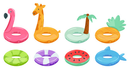 Collection of Summer Inflatable Swimming Rings.
