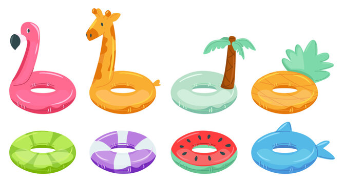 Collection of Summer Inflatable Swimming Rings.