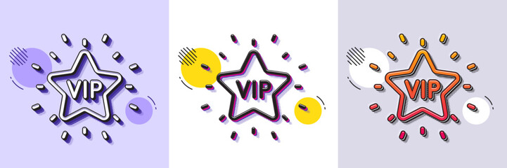 Vip line icon. Halftone dotted pattern. Gradient icon with grain shadow. Very important person star sign. Member club privilege symbol. Line vip star icon. Various designs. Vector