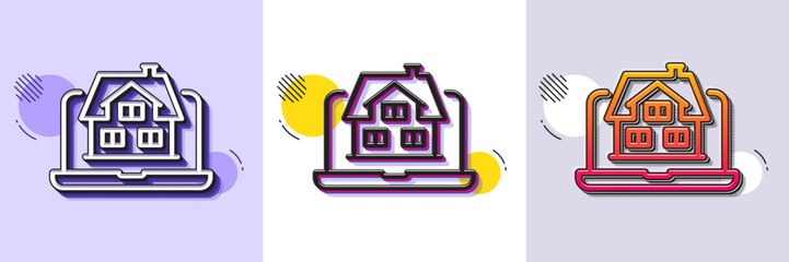 Realtor line icon. Halftone dotted pattern. Gradient icon with grain shadow. Real estate agent sign. Property agency symbol. Line realtor icon. Various designs. Vector