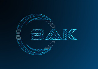 BAK low poly letter logo vector design. BAK lower poly logo design.