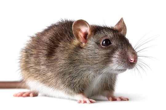 Brown Rat on White Background