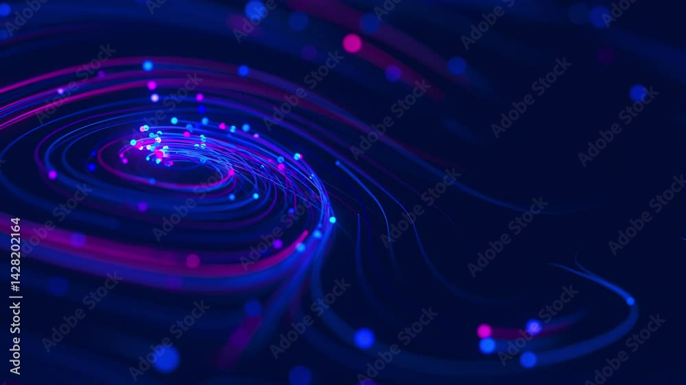 Poster closeup of big data swirl patterns in futuristic cyberspace. whirl flow of data in quantum digital n