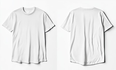 Blank white t-shirt mockup, front and back views