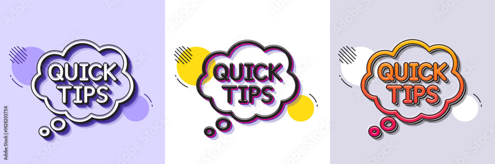 Poster quick tips line icon. halftone dotted pattern. gradient icon with grain shadow. helpful tricks speec