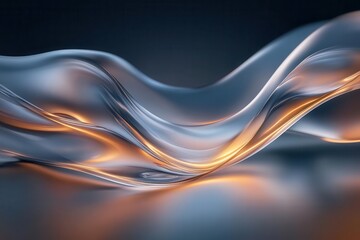 Obraz premium Abstract 3D rendering of a flowing silver and gold wave.