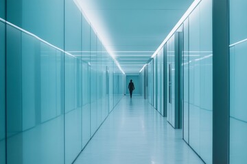 Fototapeta premium Empty modern hallway with glass walls