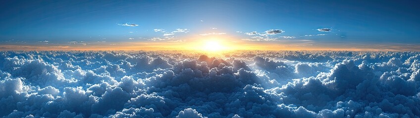 Surreal 3D Render of Abstract Minimal Yellow Background with Floating White Clouds in Dreamy Space
