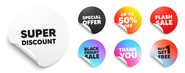 Super discount sticker tag. Special offer paper price tags. Super discount tag. Sale sign. Advertising Discounts symbol. Discount, black friday sticker. Promo banner. Vector