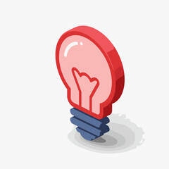 Light Bulb Icon in Red and Pink with Modern Design  
