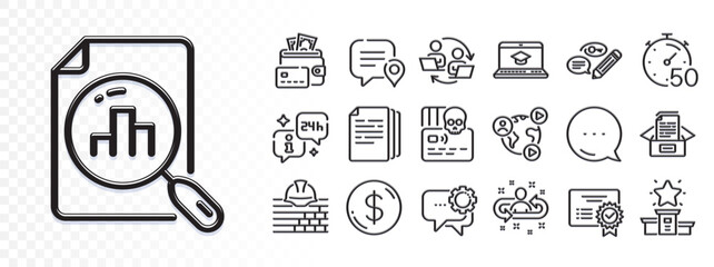 Website education, Info and Build line icons for web app. Glare of light effect. Message icon. Pack of Recruitment, Employees messenger, Dollar money pictogram icons. Vector