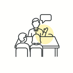 Business meeting with discussion at a table in a minimal style  