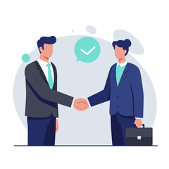 Business partners shaking hands in agreement against a minimal background  
