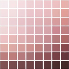 A grid of color swatches in various shades of pink and brown, ranging from light to dark hues. Concept Color Palette Inspiration, Pink and Brown Shades, Light to Dark Gradation, Design Aesthetics