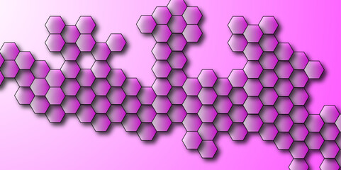 Light pink vector cover with simple hexagons. Abstract Background with Hexagon patterns. Seamless Pattern Hexagons Scene with Hexagons with Gradient. Light pink, vector texture with colorful hexagons.