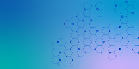 Hexagonal abstract metal background design. Abstract background design. Hexagons pattern on blue background. Hexagon futuristic background vector for technology and finance concept.