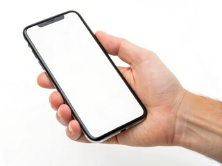 Hand Holding Smartphone with Blank Screen