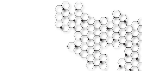 Abstract background with lines technology. Modern simple style hexagonal graphic concept. Abstract hexagon polygonal pattern background vector. White grid tile hexagon creative background with hexagon