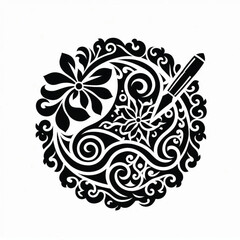 create ornaments Silhouette with white background 