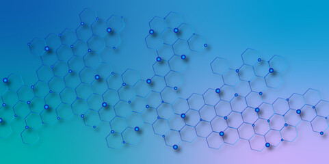 Hexagonal abstract metal background design. Abstract background design. Hexagons pattern on blue background. Hexagon futuristic background vector for technology and finance concept.