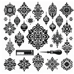 create ornaments Silhouette with white background 