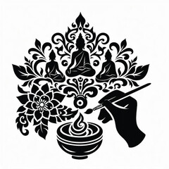 create ornaments Silhouette with white background 