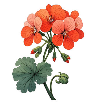 orange geranium flowers on white background clip art preview