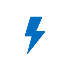Blue Lightning Bolt Symbol on White Background  