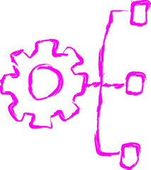 workflow icon in doodle style. purple line scribble icon