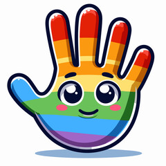 Naklejka premium Colorful cartoon hand with happy expression on a simple background 