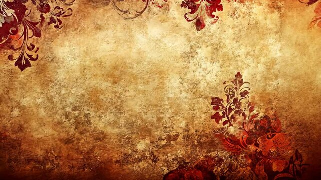 Ornate floral design on aged paper background