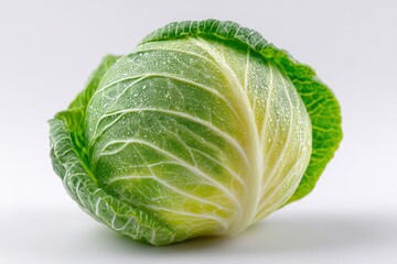 Fototapeta premium Cabbage with Water Droplets on White Background