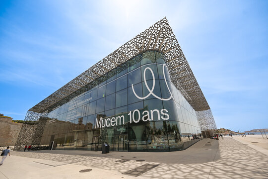 MARSEILLE, FRANCE - June 07, 2024 : Building of Museum of European and Mediterranean Civilizations MuCEM. High quality photo